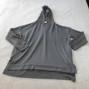 Simple Suzanne Betro Hoodie Womens Large Sweater Knit Crochet Gray Stretch